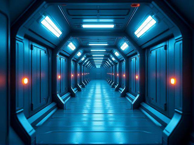 Sci-fi spaceship interior environmental render