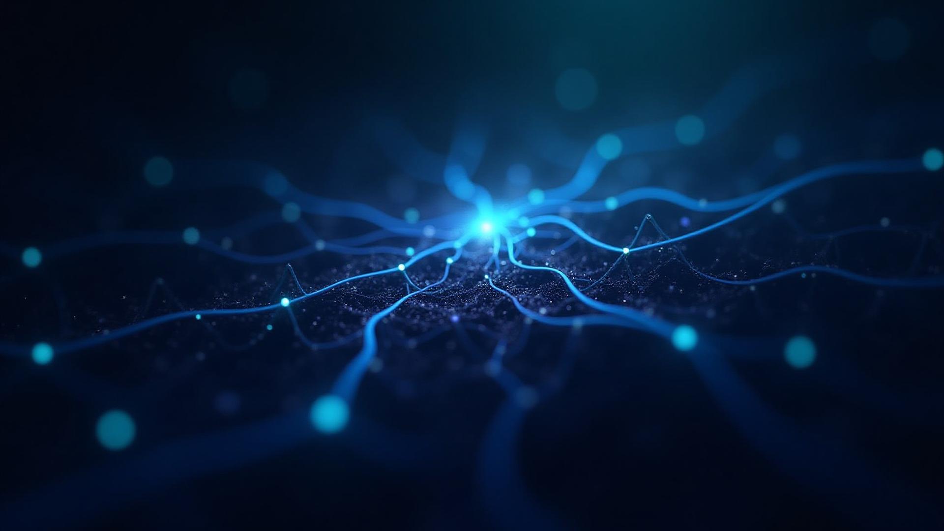 Abstract neural network pattern with glowing lines representing AI data visualization