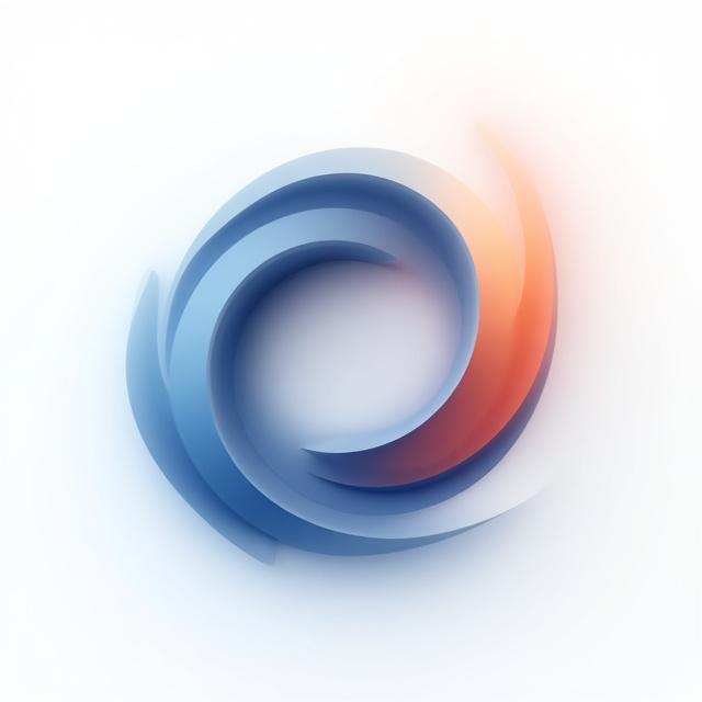 Abstract fluid logo concept with gradient colors, initial AI idea, human refined