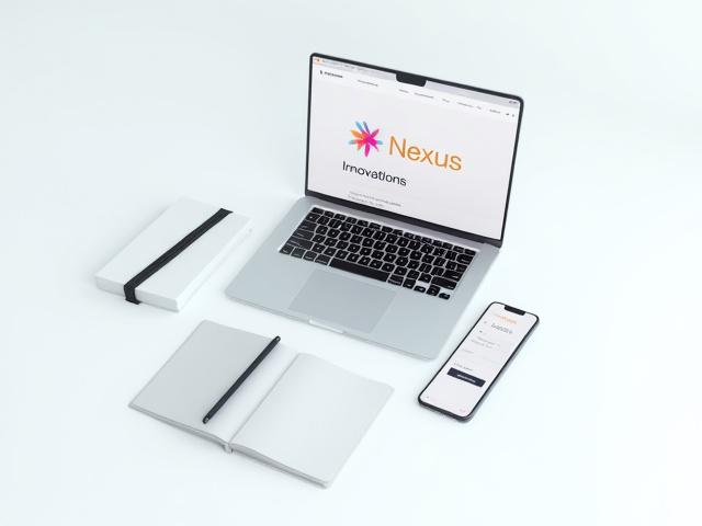 Student project for a tech startup, showing a sleek logo and clean website interface.